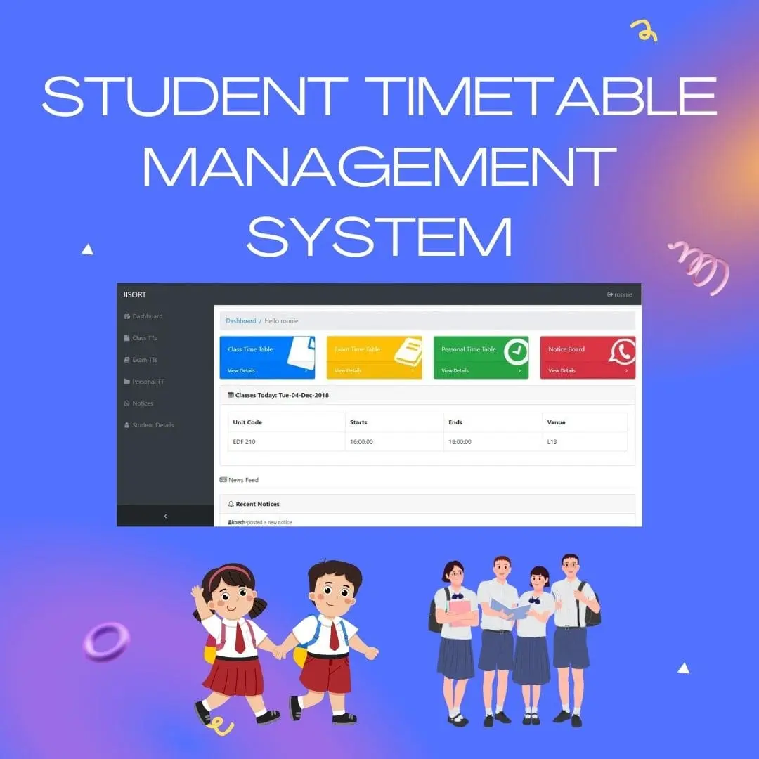 Student Timetable Management System in PHP with MySQL file